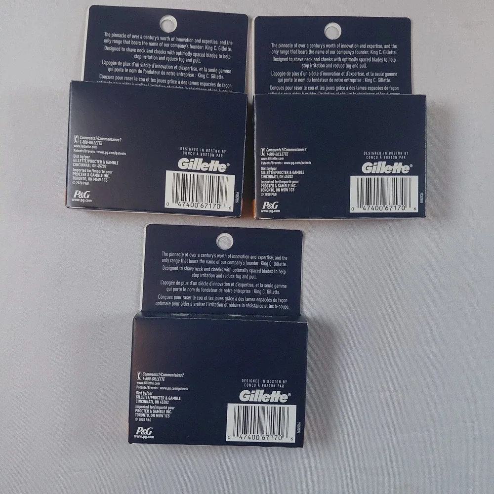 12 Cartridges King C Gillette Neck Razor Blades 3 packs 2 Blades Chin Guard